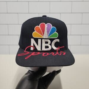 Vintage NBC Sports Pro Player Monster Logo Snapback Hat Black Wool Blend